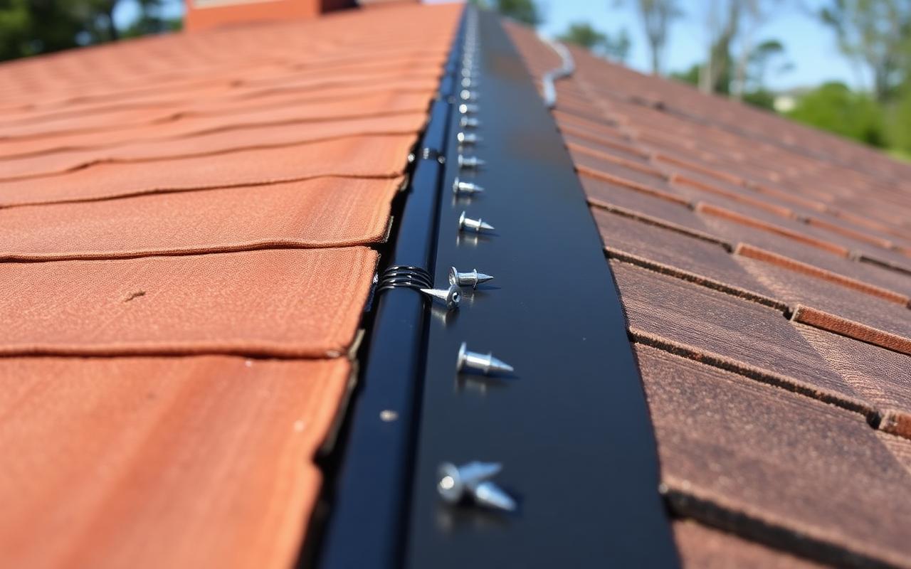 Close-up of a FORTIFIED Roof installation with sealed deck and ring-shank nails on a Louisiana home
